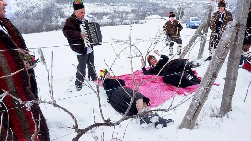 Жени се търкаляха в лозето за берекет