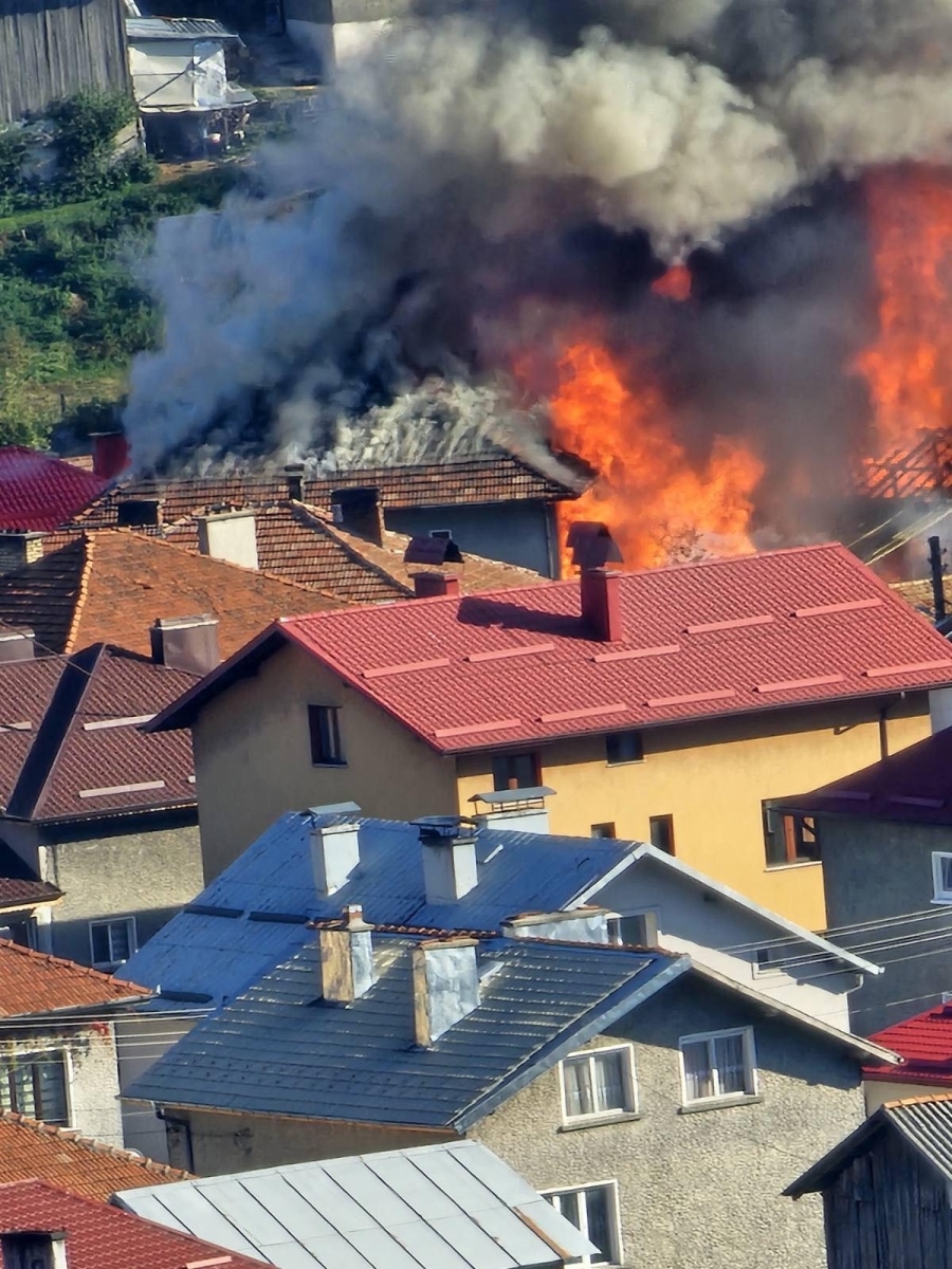 Голям пожар в Сърница: 3 къщи изгоряха напълно, други 3 са с частични щети, засегнати са и 7 стопански постройки с дървен материал