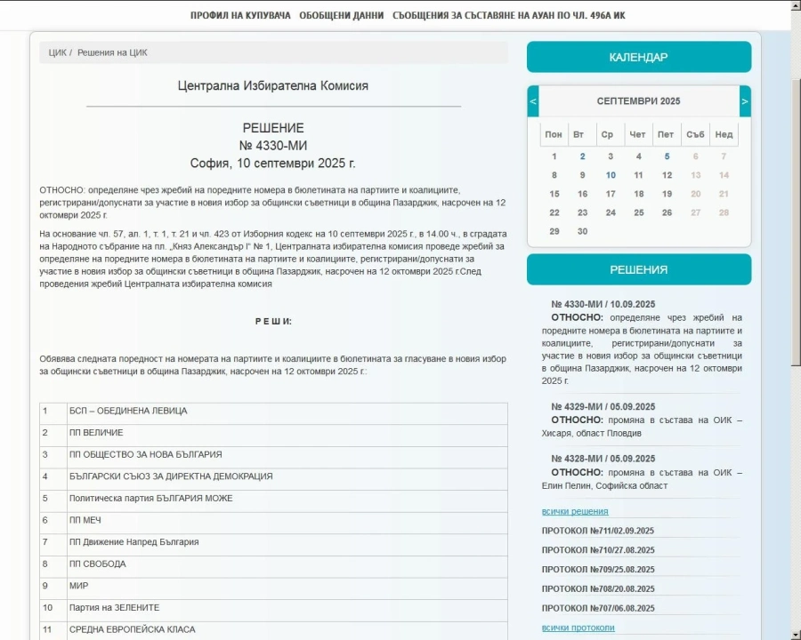 Ето какви номера получиха участниците в изборите за общински съветници на Пазарджик