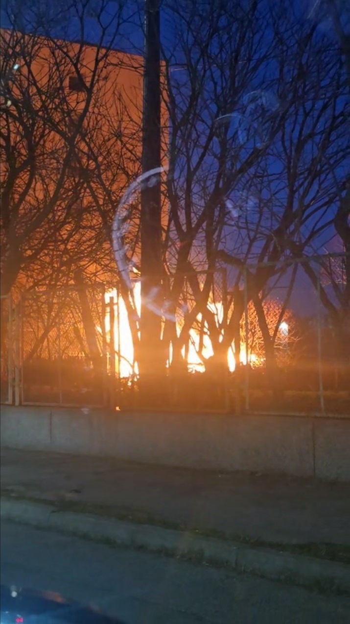 Горят храсти в двора на Спортното училище в Пазарджик