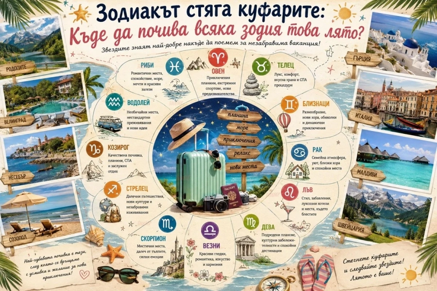 Зодиакът стяга куфарите: Къде да почива всяка зодия това лято?