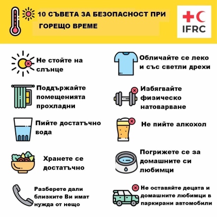 Съвети в горещото време от БЧК - Пазарджик